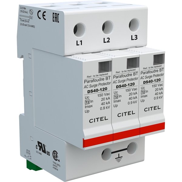 Citel Surge Protector, 1 Phase, 120/240V, 3 DS43S-120